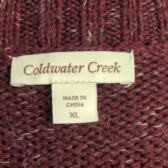 Coldwater Creek Burgundy Knit Cardigan X-Long Crochet Style XL - Picture 7 of 9